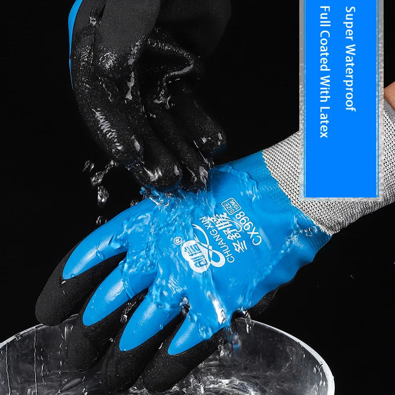 1Pair Winter Thermal Gloves Waterproof Work Safety Glove Anti-Slip Grip Rubber Garden Gloves For Worker Builder Hands Protection