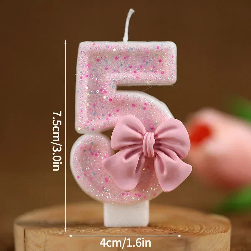 New Number Cake Candle Pink Glitter Birthday Candle 0 1 2 3 4 5 6 7 8 9 3D Number Candle Cake Topper Birthday Party Cake Decor