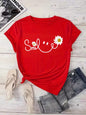 Beautiful Daisy Smile Letter Printed T Shirt Harajuku Fashion Graphic Black T Shirt Shirt Casual O-neck Female Tops Tee