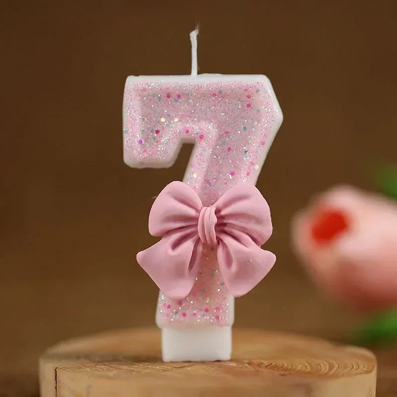 New Number Cake Candle Pink Glitter Birthday Candle 0 1 2 3 4 5 6 7 8 9 3D Number Candle Cake Topper Birthday Party Cake Decor