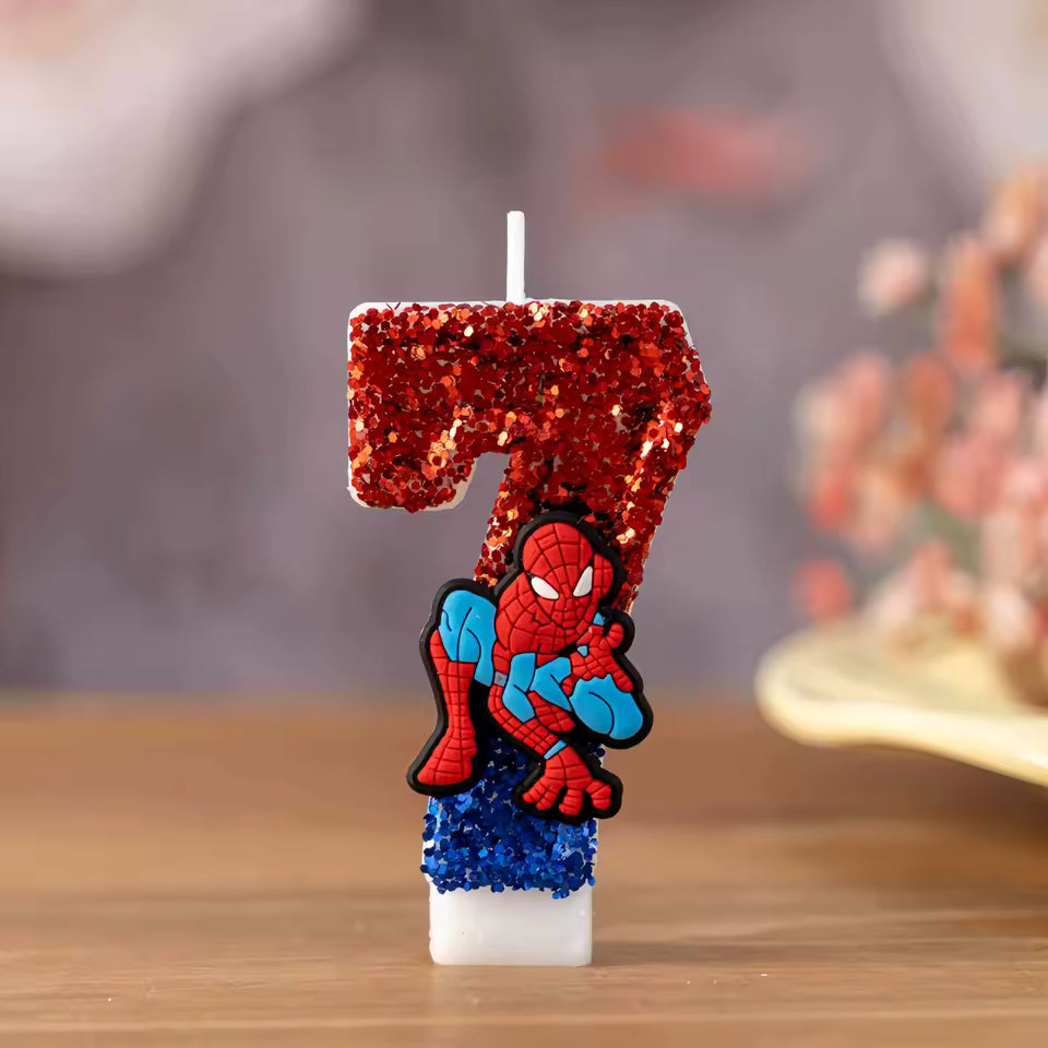 0-9 Superhero SpiderMan Fun Figure Candles Cute Cartoon Pattern Party for Birthday Candle Cake Decoration Children Party Gifts