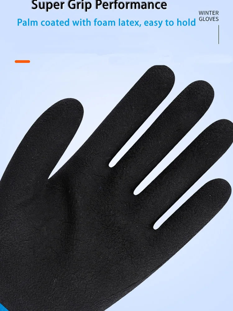 1Pair Winter Thermal Gloves Waterproof Work Safety Glove Anti-Slip Grip Rubber Garden Gloves For Worker Builder Hands Protection