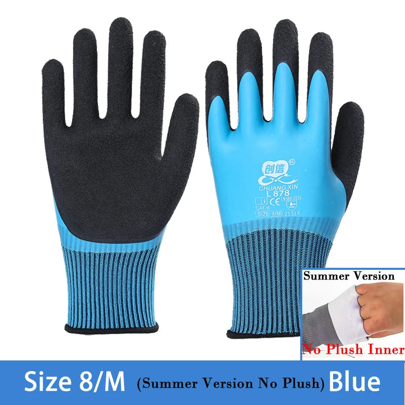 1Pair Winter Thermal Gloves Waterproof Work Safety Glove Anti-Slip Grip Rubber Garden Gloves For Worker Builder Hands Protection
