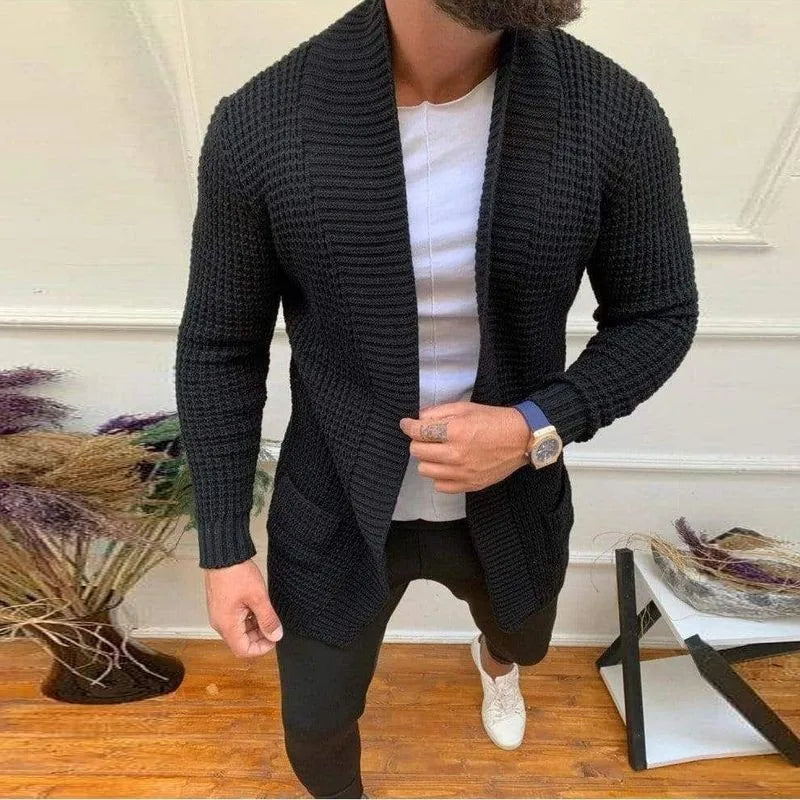 New Mens Clothing Fashion Casual Long Sleeved Lapel Knitted Sweater Mens Outerwear