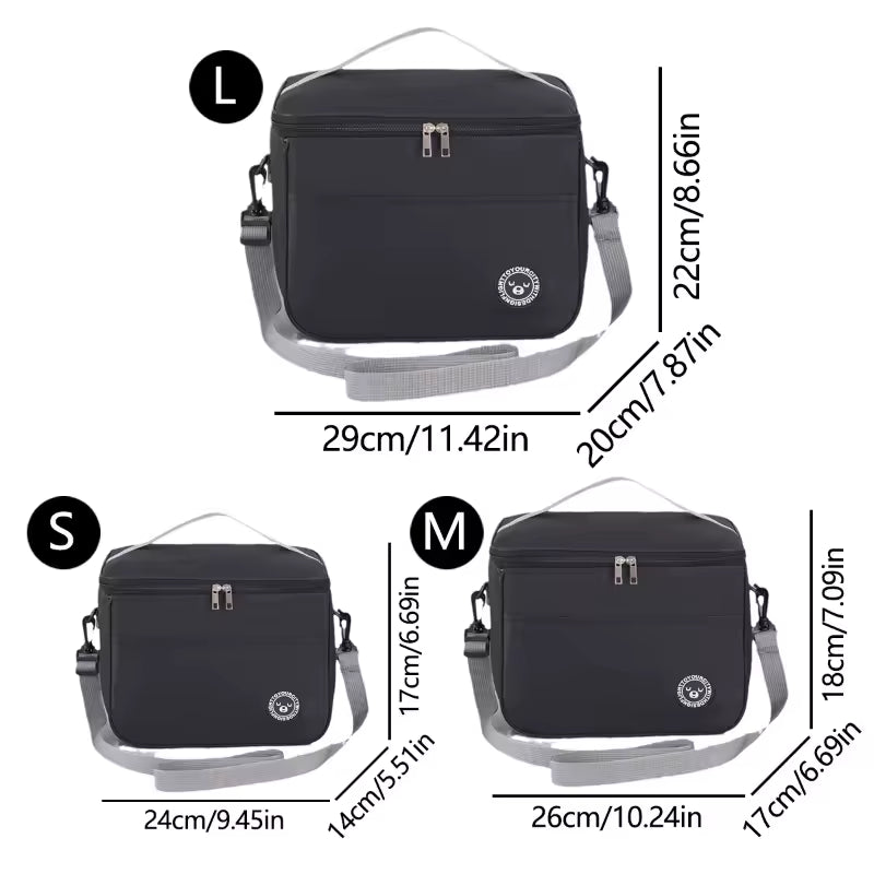 Insulated Lunch Bag Waterproof Large Capacity Thermal Food Container Adjustable Shoulder Strap Thickened Lunch Box for School
