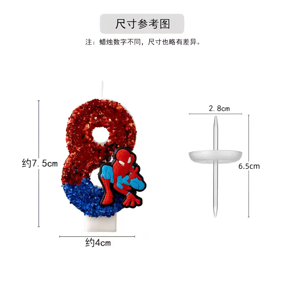 0-9 Superhero SpiderMan Fun Figure Candles Cute Cartoon Pattern Party for Birthday Candle Cake Decoration Children Party Gifts