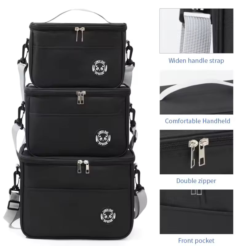 Insulated Lunch Bag Waterproof Large Capacity Thermal Food Container Adjustable Shoulder Strap Thickened Lunch Box for School