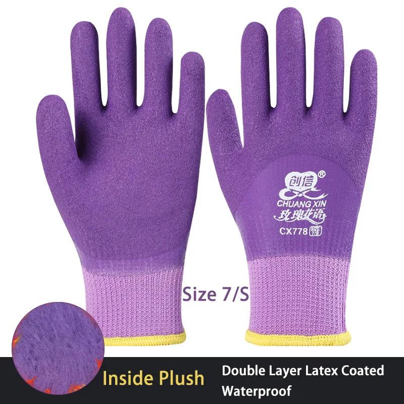 1Pair Winter Thermal Gloves Waterproof Work Safety Glove Anti-Slip Grip Rubber Garden Gloves For Worker Builder Hands Protection