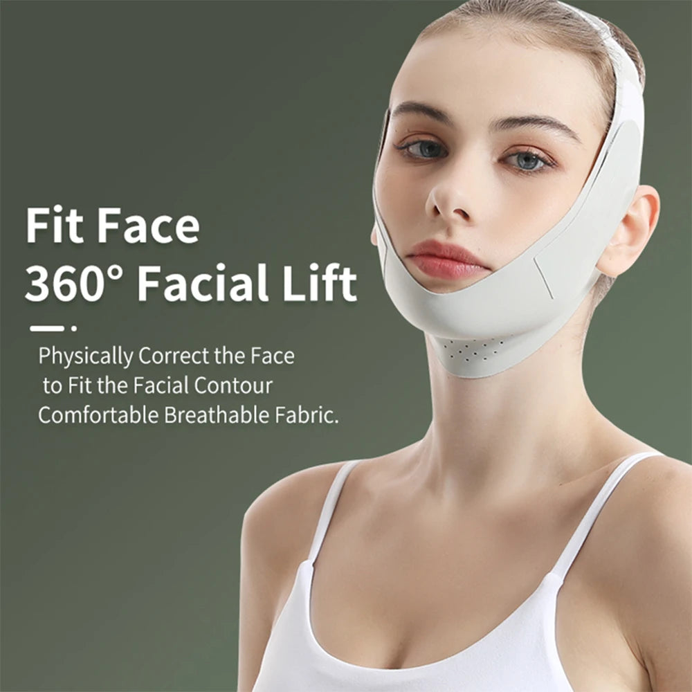 V-Lift Face Mask with Breathable Fabric, Anti-Aging Face Sculpting Band for Double Chin Reduction, Reusable Facial Lifting Strap
