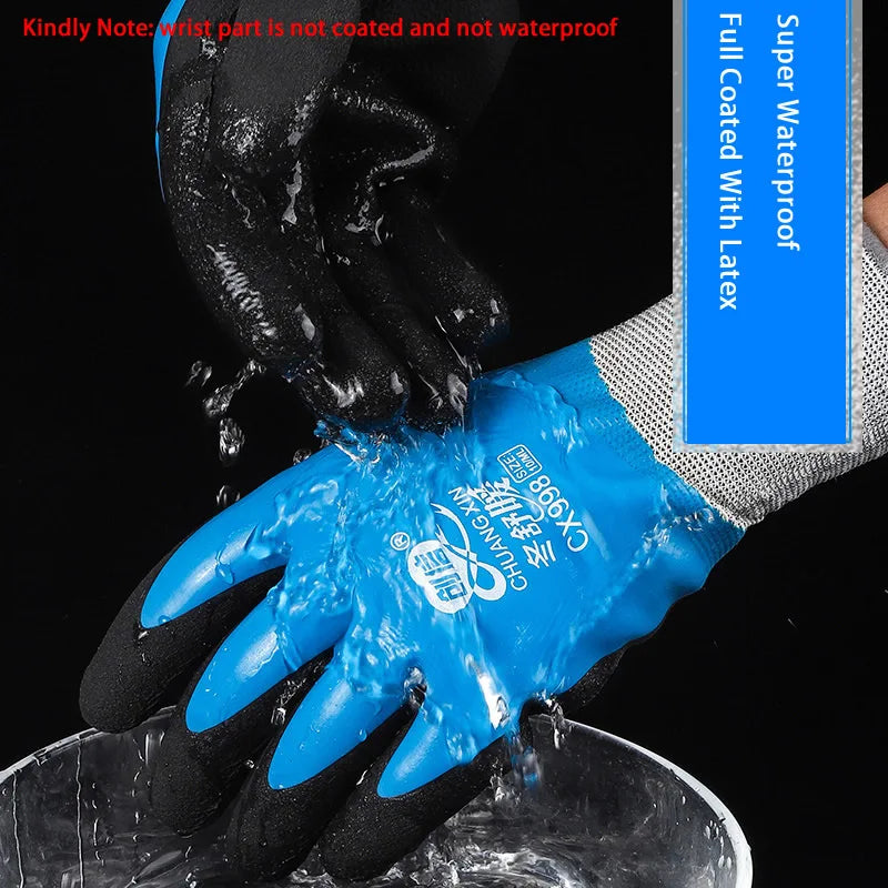 1Pair Winter Thermal Gloves Waterproof Work Safety Glove Anti-Slip Grip Rubber Garden Gloves For Worker Builder Hands Protection