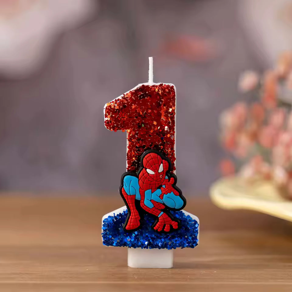 0-9 Superhero SpiderMan Fun Figure Candles Cute Cartoon Pattern Party for Birthday Candle Cake Decoration Children Party Gifts