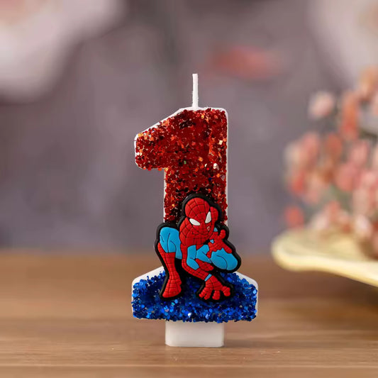 0-9 Superhero SpiderMan Fun Figure Candles Cute Cartoon Pattern Party for Birthday Candle Cake Decoration Children Party Gifts