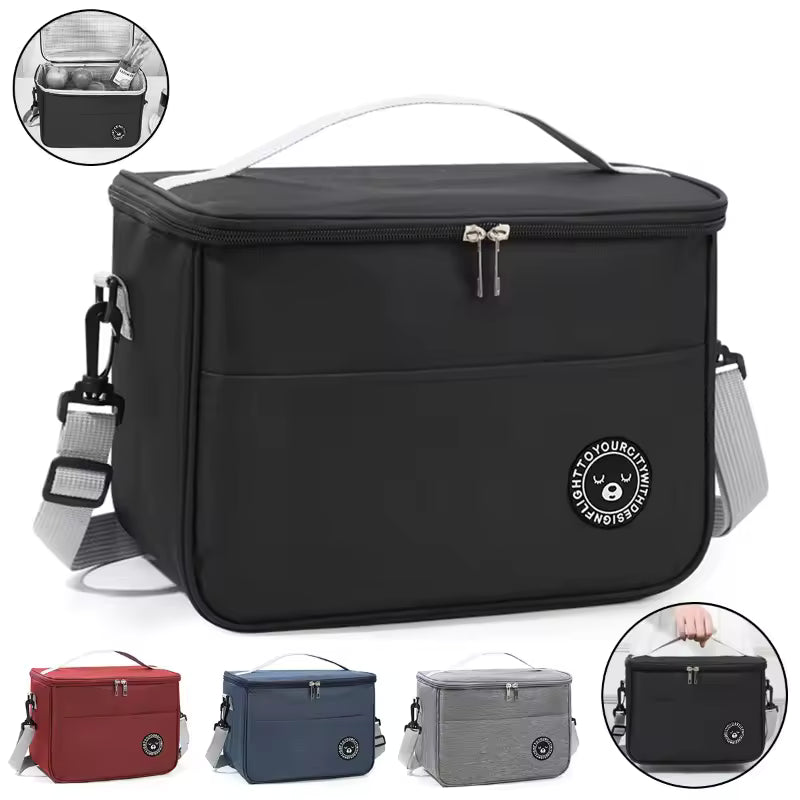Insulated Lunch Bag Waterproof Large Capacity Thermal Food Container Adjustable Shoulder Strap Thickened Lunch Box for School