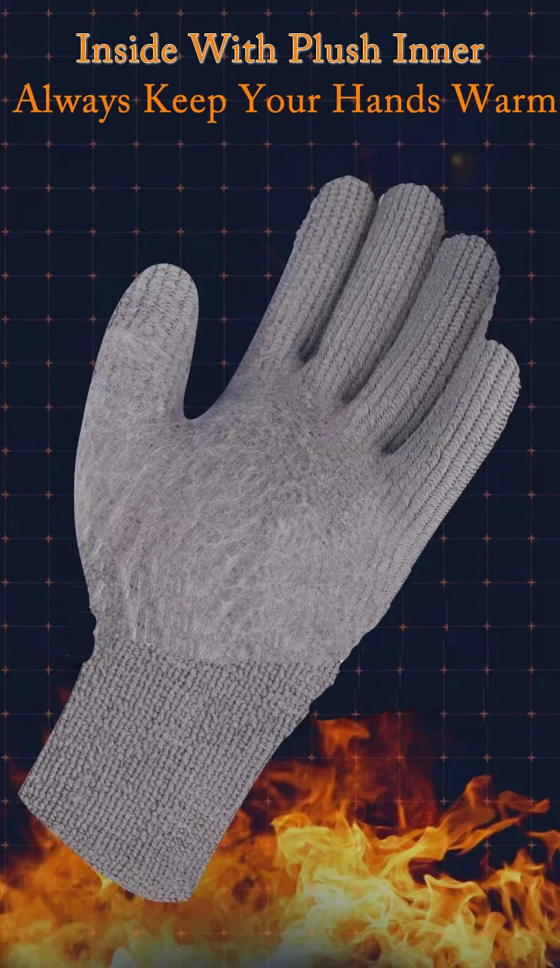 1Pair Winter Thermal Gloves Waterproof Work Safety Glove Anti-Slip Grip Rubber Garden Gloves For Worker Builder Hands Protection