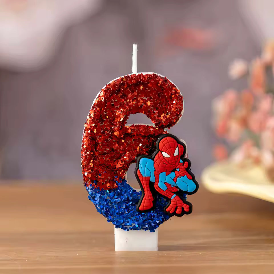 0-9 Superhero SpiderMan Fun Figure Candles Cute Cartoon Pattern Party for Birthday Candle Cake Decoration Children Party Gifts