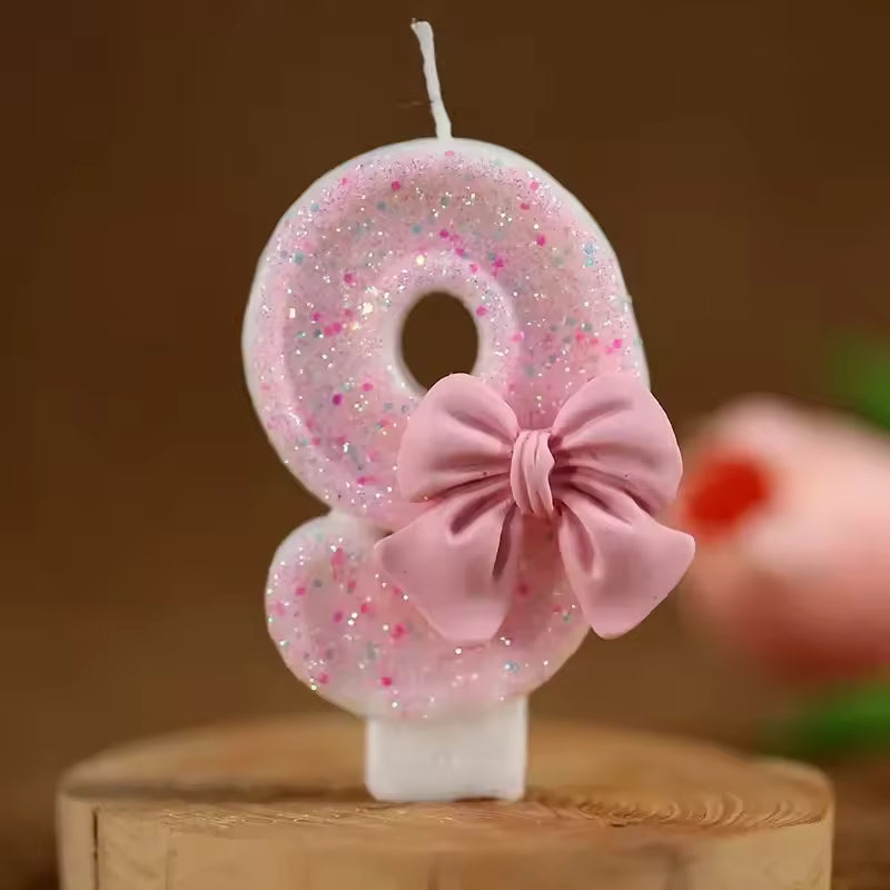 New Number Cake Candle Pink Glitter Birthday Candle 1 2 3 4 5 6 7 8 9 3D Number Candle Cake Topper Birthday Party Cake Decor