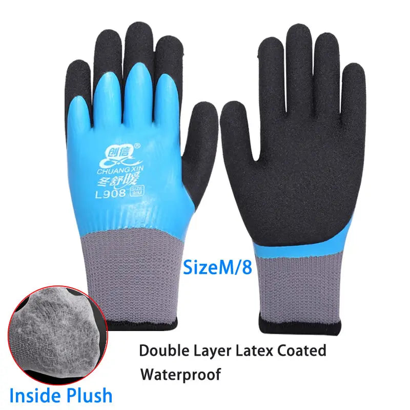 1Pair Winter Thermal Gloves Waterproof Work Safety Glove Anti-Slip Grip Rubber Garden Gloves For Worker Builder Hands Protection