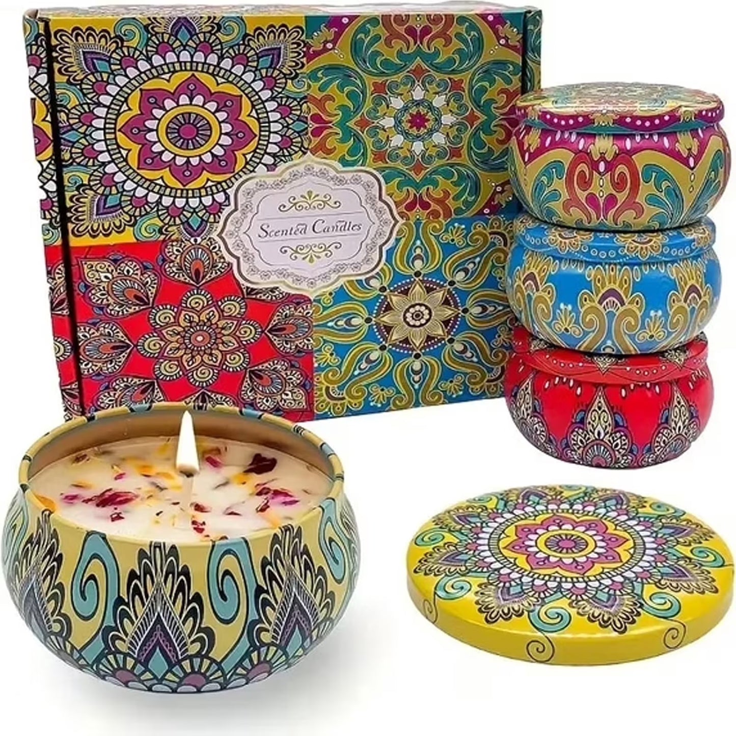 Scented Candles Gift Set,4 Pack Candles for Home Scented, 120 Hour Long Lasting Soy Wax Aromatherapy Candle Set, Birthday Gifts for Women with Gift Box