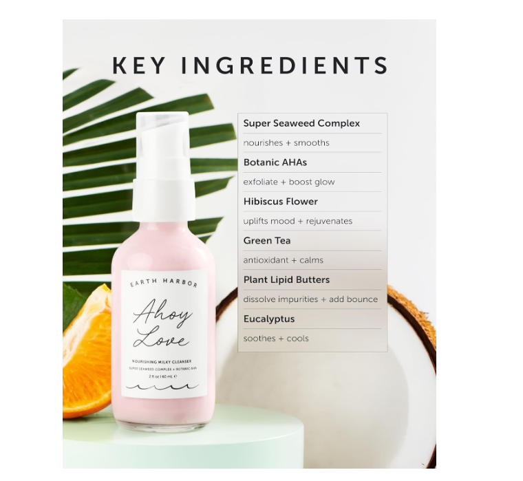 Earth Harbor | AHOY LOVE Nourishing Cream Cleanser - Cleans Without Stripping & Hydrates | Hibiscus + Seaweed Extract + Aloe Juice | 100% Vegan