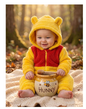 SHEIN Baby Boy Two Tone 3D Ears Design Hooded Flannel Autumn Winter Jumpsuit