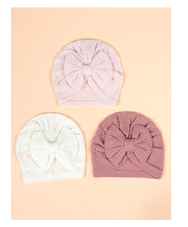 3pcs/Set Newborn Hats 0-8 Months, Bow Decor Baby Beanies, Warm Infant Caps, Children Headwear