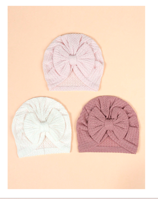 3pcs/Set Newborn Hats 0-8 Months, Bow Decor Baby Beanies, Warm Infant Caps, Children Headwear