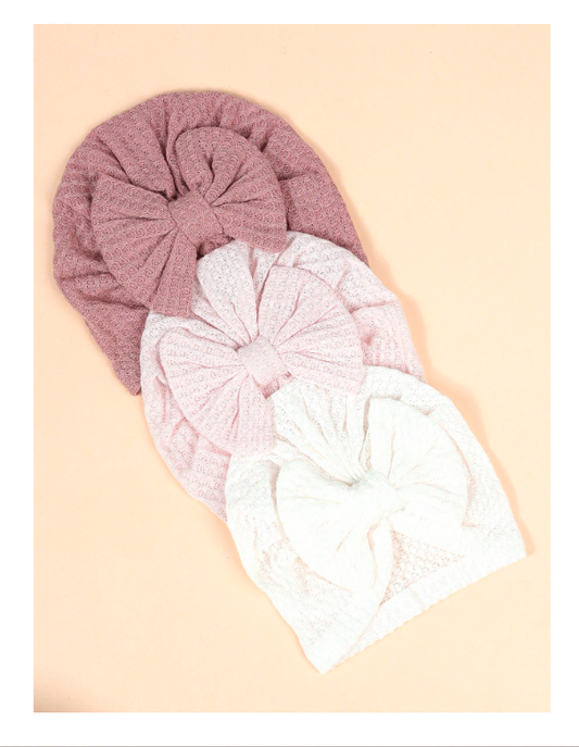 3pcs/Set Newborn Hats 0-8 Months, Bow Decor Baby Beanies, Warm Infant Caps, Children Headwear