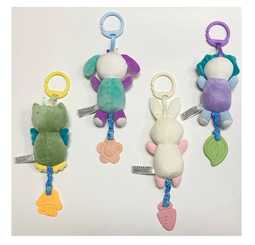 Cute Animal Plush Hanging Decor, Soft Fabric, Car/Crib Hanging, Squeaky, Baby Toy, Teething Rattle, Multiple Styles Available