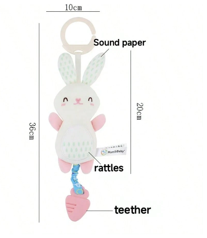 Cute Animal Plush Hanging Decor, Soft Fabric, Car/Crib Hanging, Squeaky, Baby Toy, Teething Rattle, Multiple Styles Available