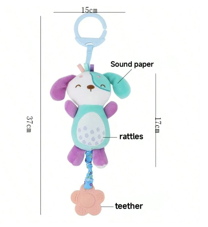 Cute Animal Plush Hanging Decor, Soft Fabric, Car/Crib Hanging, Squeaky, Baby Toy, Teething Rattle, Multiple Styles Available