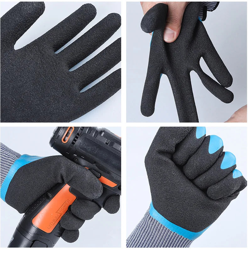 1Pair Winter Thermal Gloves Waterproof Work Safety Glove Anti-Slip Grip Rubber Garden Gloves For Worker Builder Hands Protection