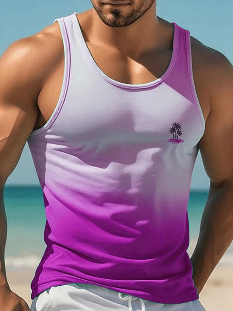 Summer New Casual 3D Printed Men's Sleeveless T-Shirt Hawaiian Style Men's Fashionable Round Neck Vest Outdoor Beach Men's Vest2
