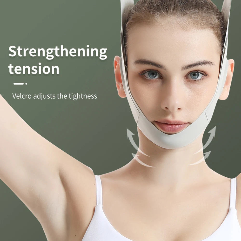 V-Lift Face Mask with Breathable Fabric, Anti-Aging Face Sculpting Band for Double Chin Reduction, Reusable Facial Lifting Strap