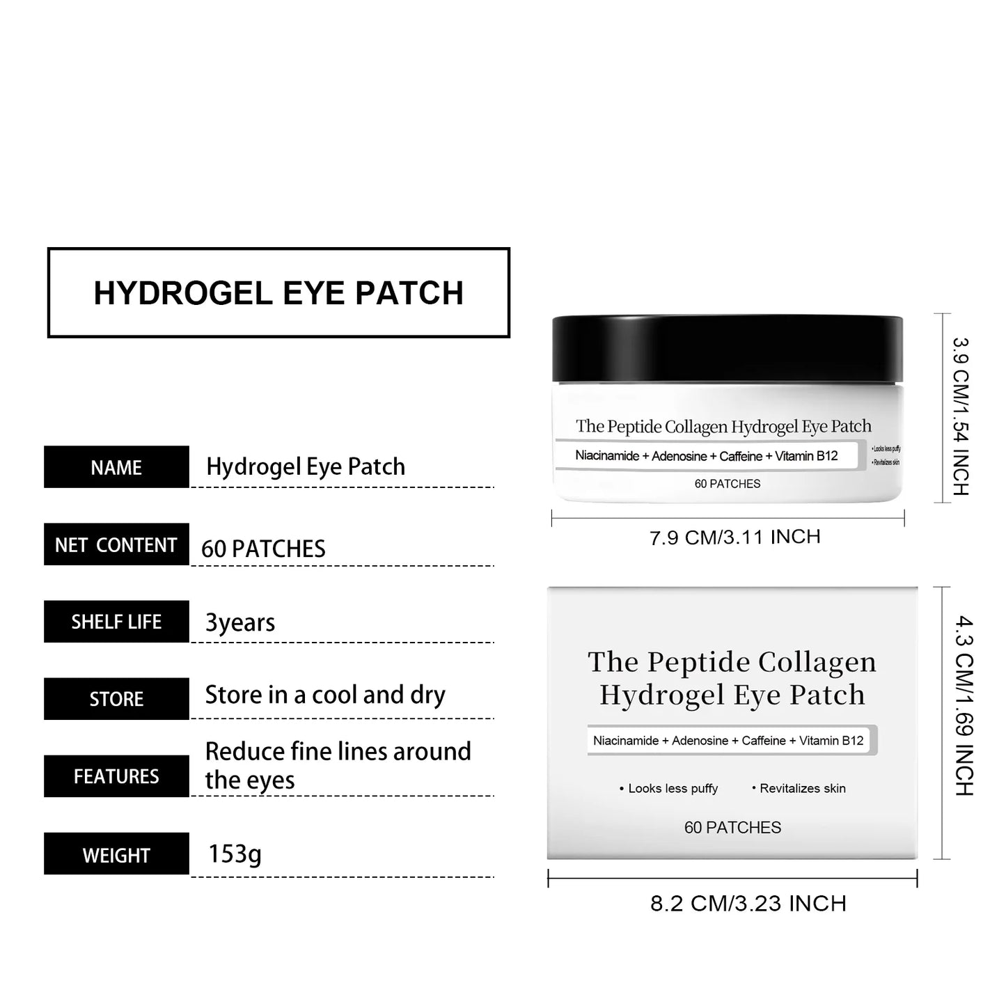 Peptide Collagen Hydrogel Eye Patch Reduce Wrinkles Dark Circles With Copper Peptide Niacinamide Firming Hydrating Gel Eye Pads