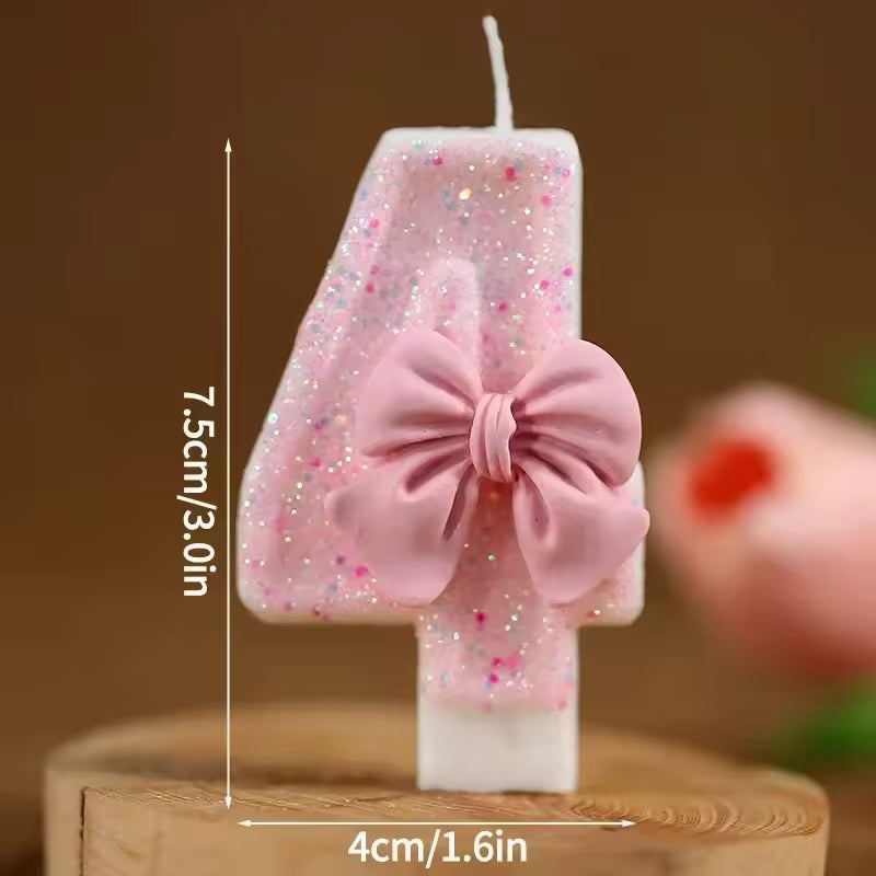 New Number Cake Candle Pink Glitter Birthday Candle 1 2 3 4 5 6 7 8 9 3D Number Candle Cake Topper Birthday Party Cake Decor