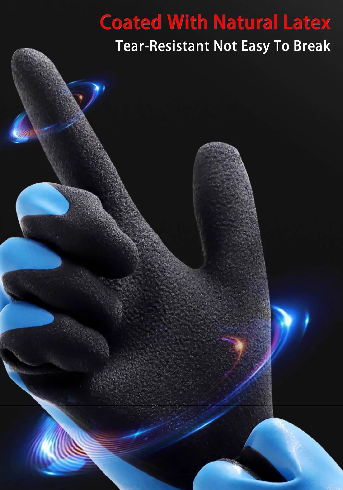 1Pair Winter Thermal Gloves Waterproof Work Safety Glove Anti-Slip Grip Rubber Garden Gloves For Worker Builder Hands Protection