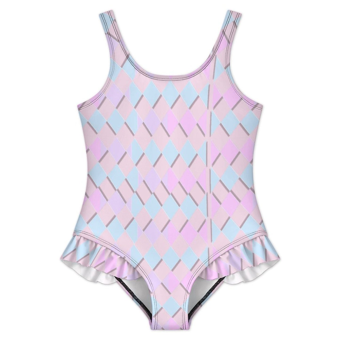 Girls Ruffle Trim One Piece Swimwear