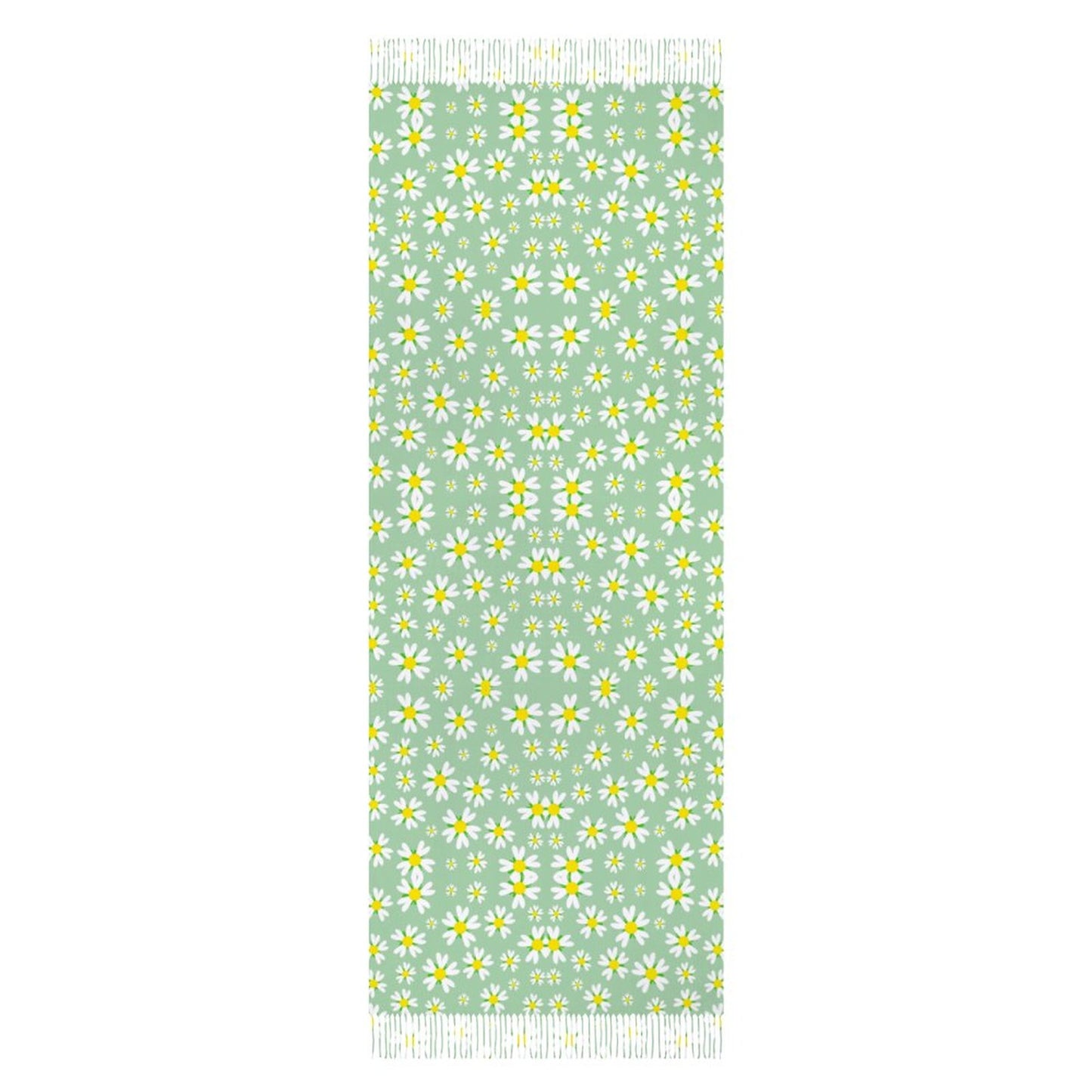 Cashmere-like Tassel Scarf Green Daisy