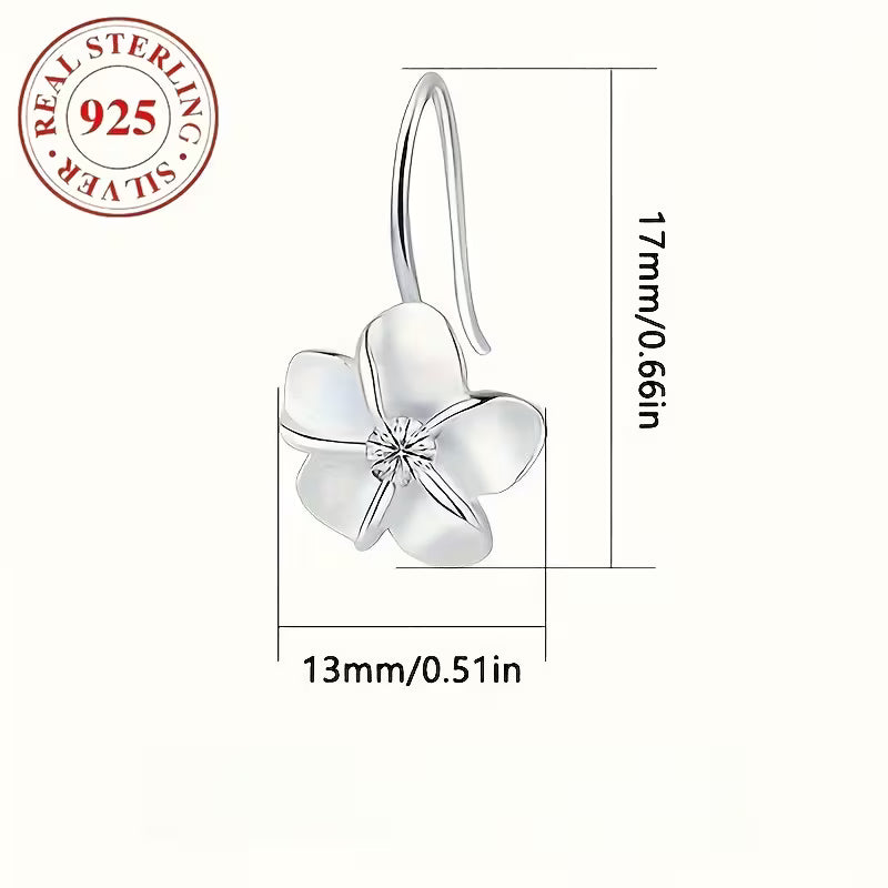 A Pair of Exquisite Floral Design Drop Earrings Made of S925 Pure Silver