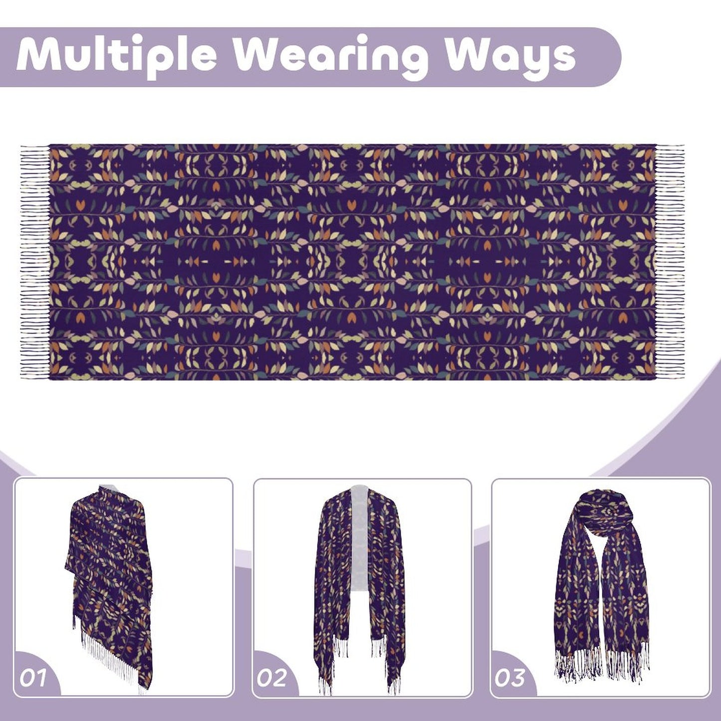 Cashmere-like Tassel Scarf Blue