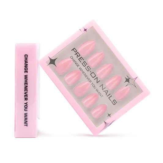 30 pieces of pink solid color press-on nails advanced sense box gel manicure fake nail short wearable nail customization