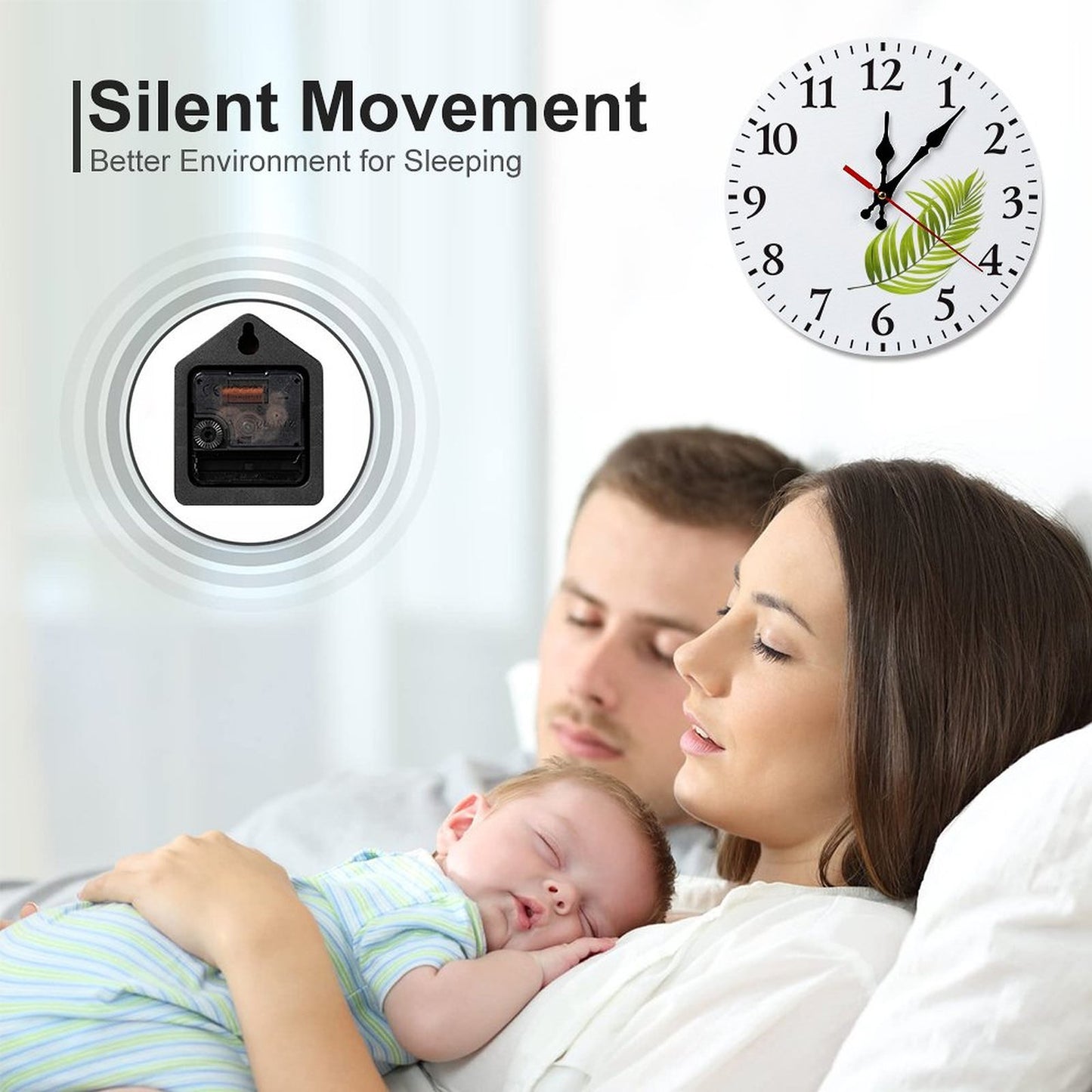 Modern Wooden Wall Clock Fern