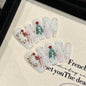 Elegant Christmas Wreath & Tree Press‑On Nails – White and Gold Medium Design