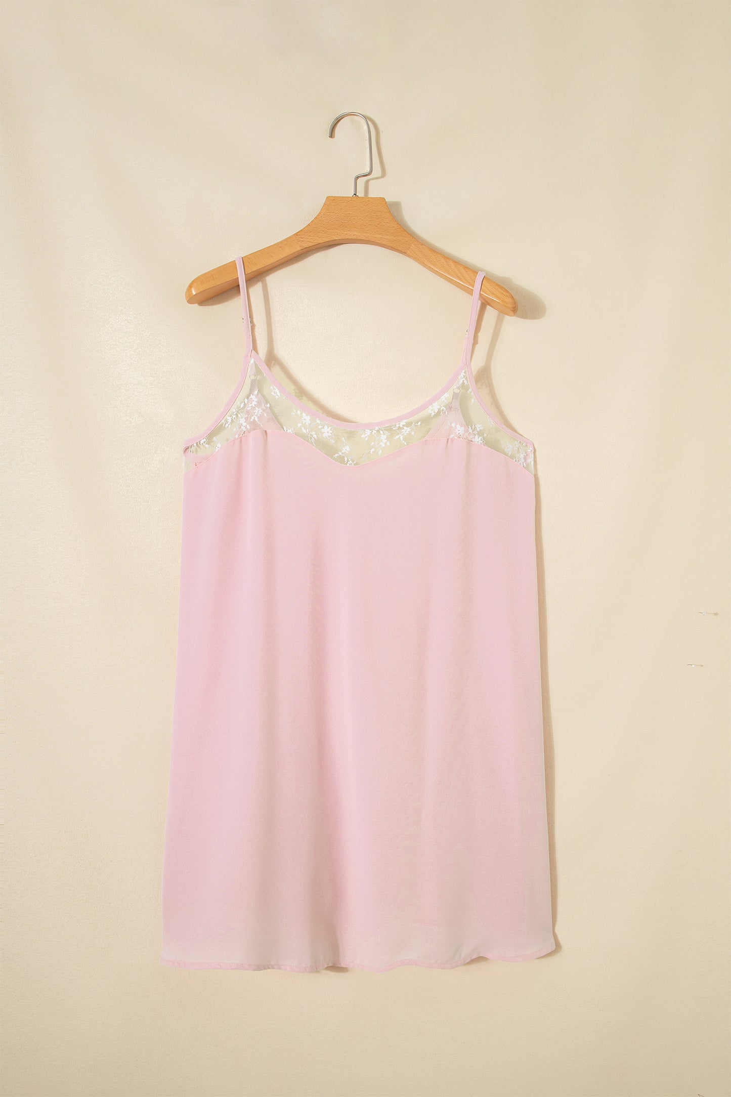 Light Pink Sheer Lace Camisole Nightgown Dress