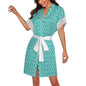 Lace Trimmed Short-Sleeve Robe
