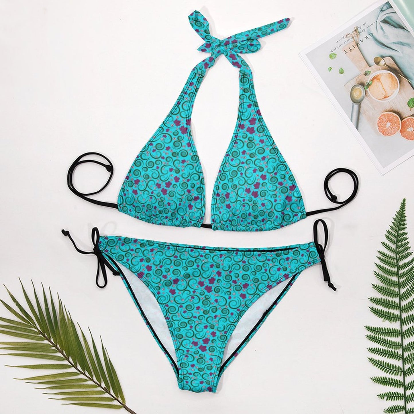 Two Piece Halter Swimsuit Teal