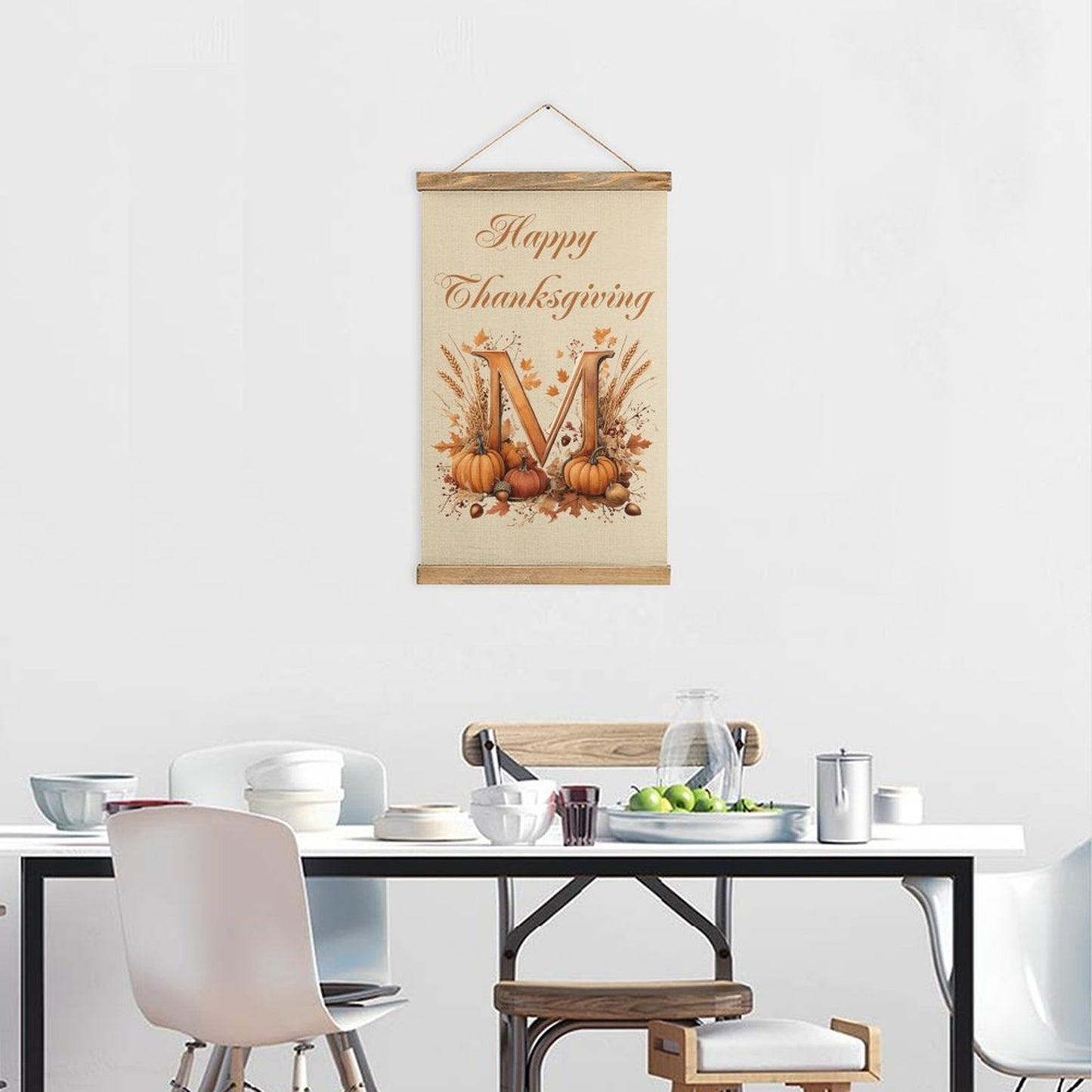Framed Flax Painting Wall Decor - Letter M