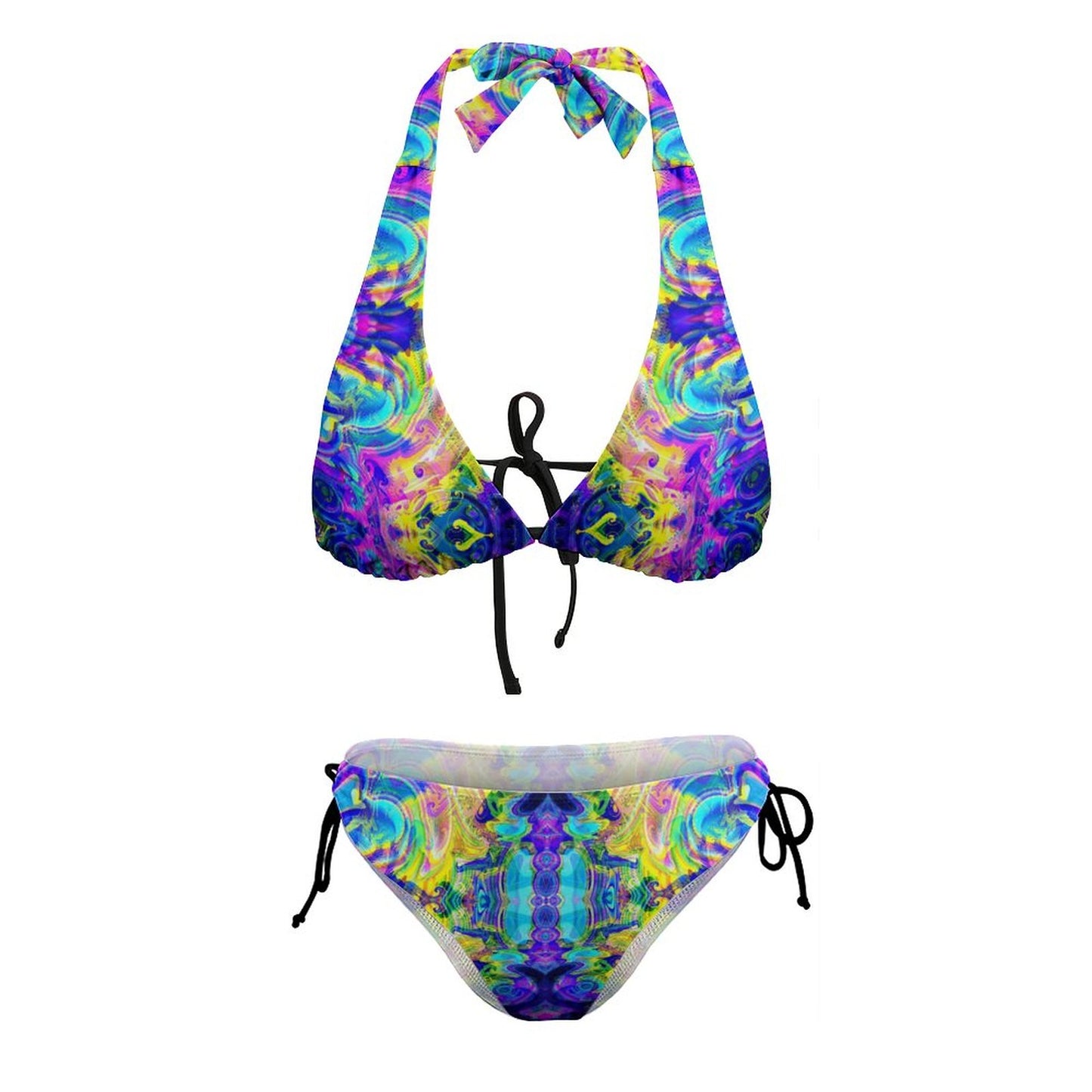 Two Piece Halter Swimsuit Vibrant Colors