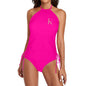 Halter High Neck 2-Piece Swimsuit Set for Women - Letter K