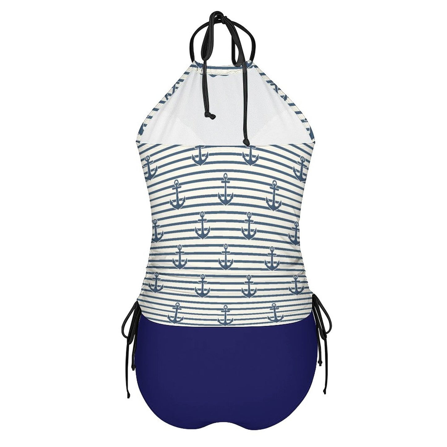 2-Piece Women's Tankini Set with High Neck Halter Top Marine Anchor